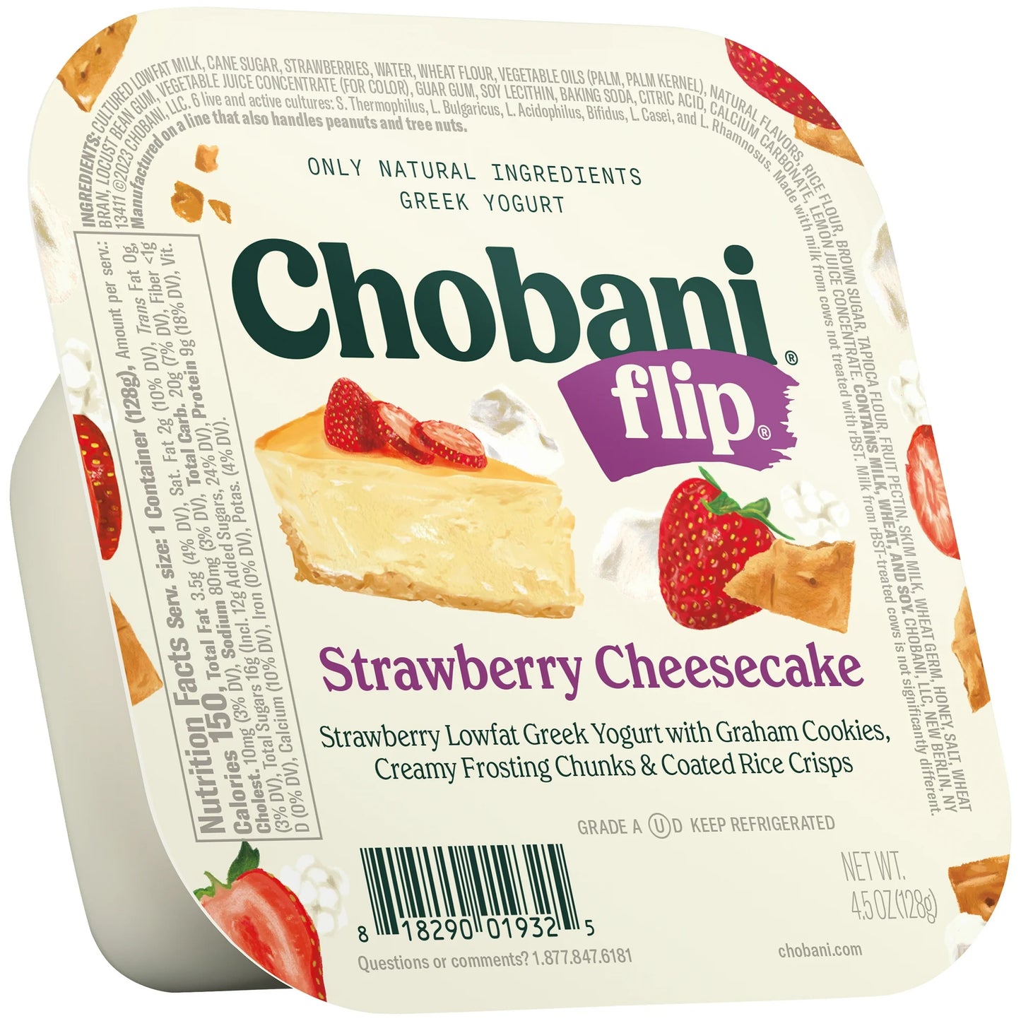 Chobani Non-Fat Greek Yogurt, Strawberry Cheesecake 4.5 oz Cup