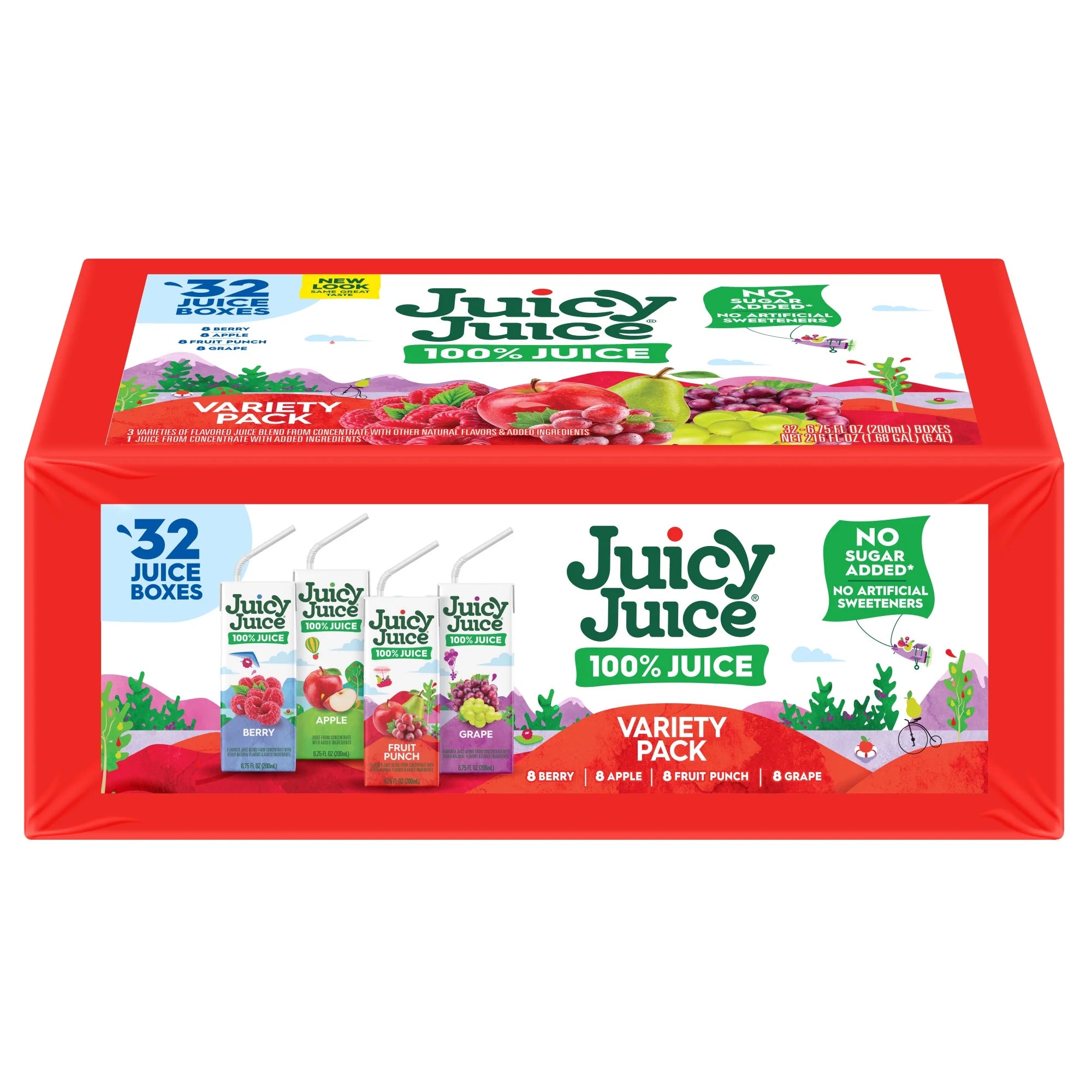 Juicy Juice 100% Juice, Shelf Stable Variety Pack, 32 Count, 6.75 fl oz Boxes