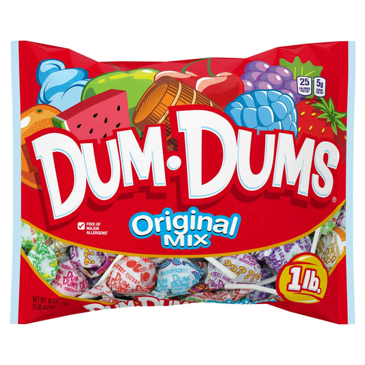 Dum Dums Original Mix Lollipop Suckers, Party Candy, 16oz Bag