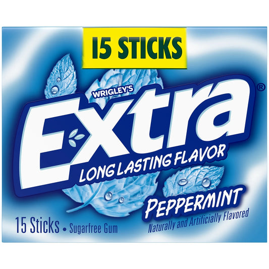 Extra Gum Peppermint Sugar Free Chewing Gum, Single Pack - 15 Stick