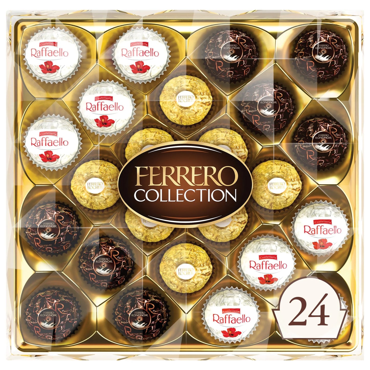 Ferrero Collection Premium Assorted Hazelnut Milk And Dark Chocolate And Coconut, 24 Count