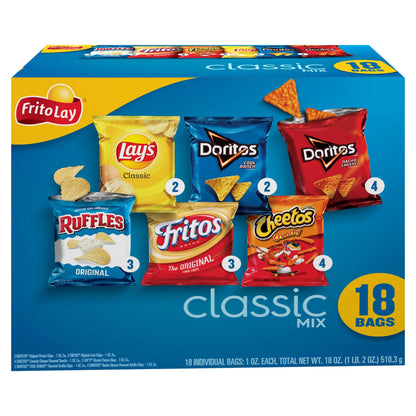 Frito Lay Classic Mix Chips Variety Pack, 1 oz, 18 Count