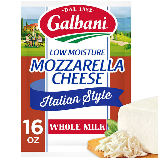 Galbani Whole Milk Low Moisture Mozzarella Cheese Block, 16 oz (Refrigerated)