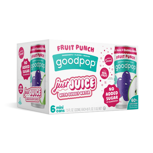 GoodPop Just Juice + Bubbly Water Mini Cans Fruit Punch 7.5 fl oz 6 pk