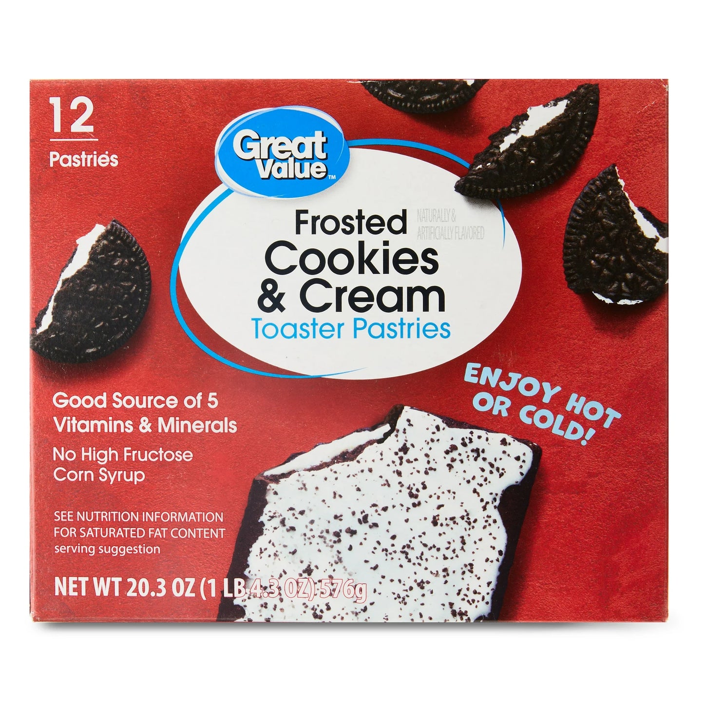 Great Value Frosted Cookies & Cream Toaster Pastries, 20.3oz, 12 Count