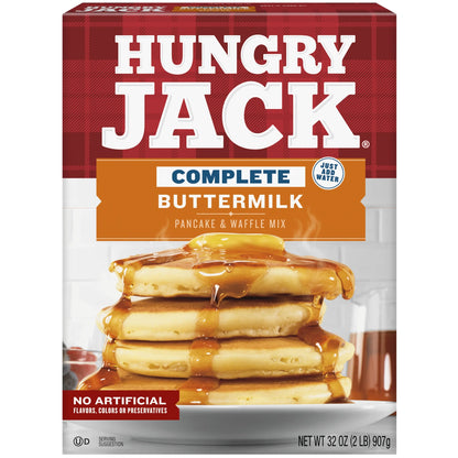 Hungry Jack Complete Buttermilk Pancake Mix and Waffle Mix, 32 Oz Box