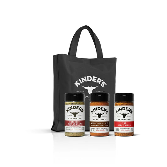 Kinder's Summer Grilling Essentials Set, 3 Seasonings with Kinder's Tote Bag