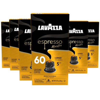 Lavazza Espresso Maestro Lungo Aluminum Capsules Compatible with Nespresso* Original Machines, Light Espresso Roast, 100% Arabica (60 Capsules)