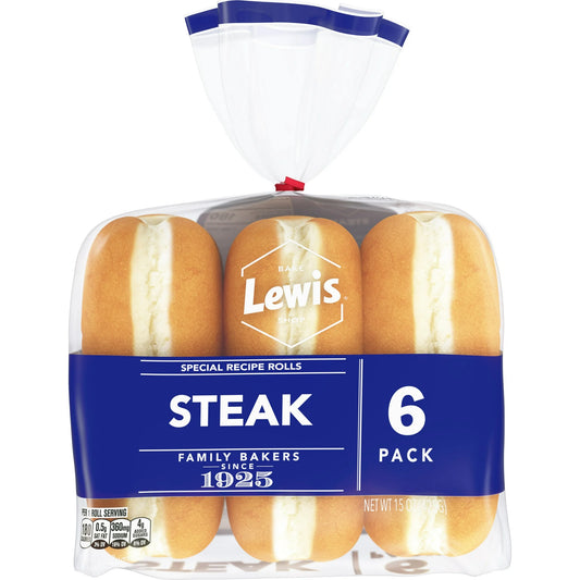 Lewis Bake Shop White Steak Rolls, 15 oz, 6 Count