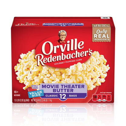 Orville Redenbacher's Movie Theater Butter Microwave Popcorn, 3.29 oz, 12 Count