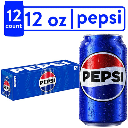 Pepsi Soda Pop, 12 fl oz, 24 Pack Cans