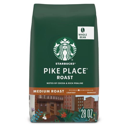 Starbucks Arabica Coffee Beans Pike Place Roast, Medium Roast, Whole Bean Coffee, 28 oz