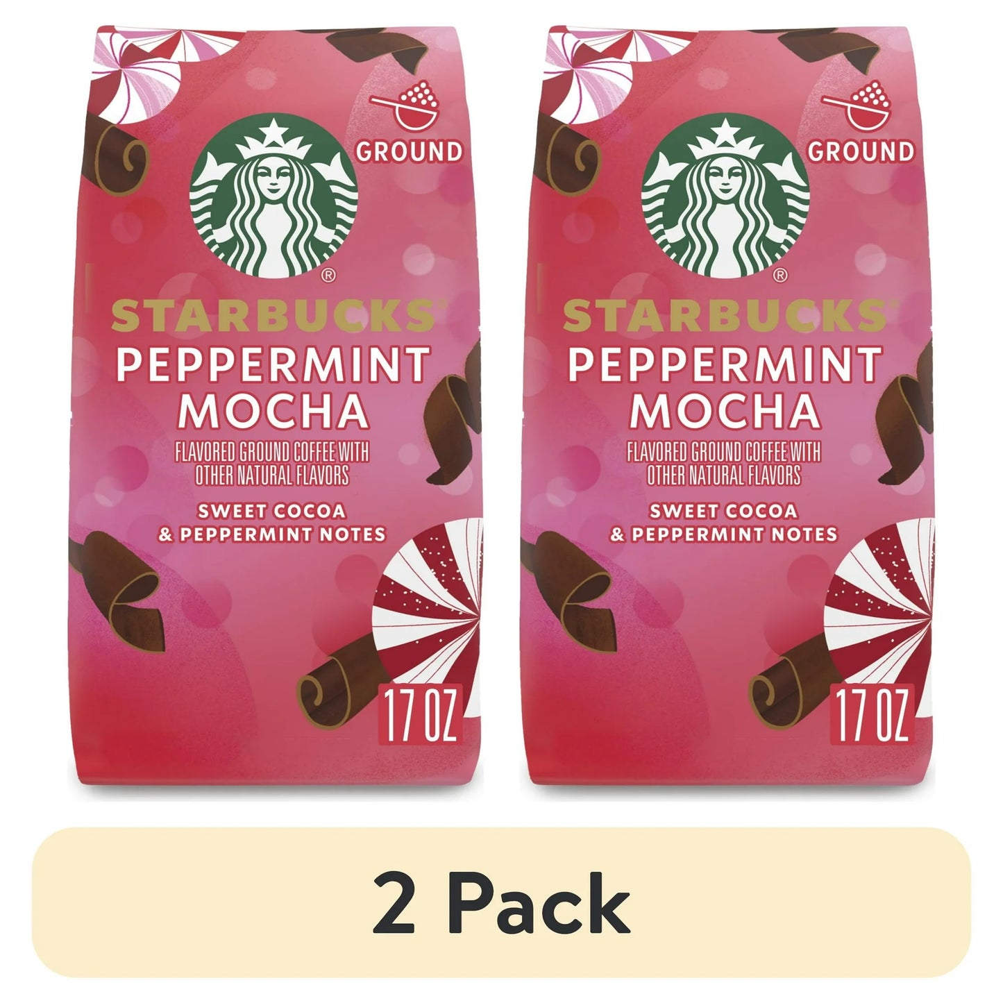 Starbucks Peppermint Mocha Naturally Flavored Coffee, 100% Arabica, Limited Edition, 17 oz