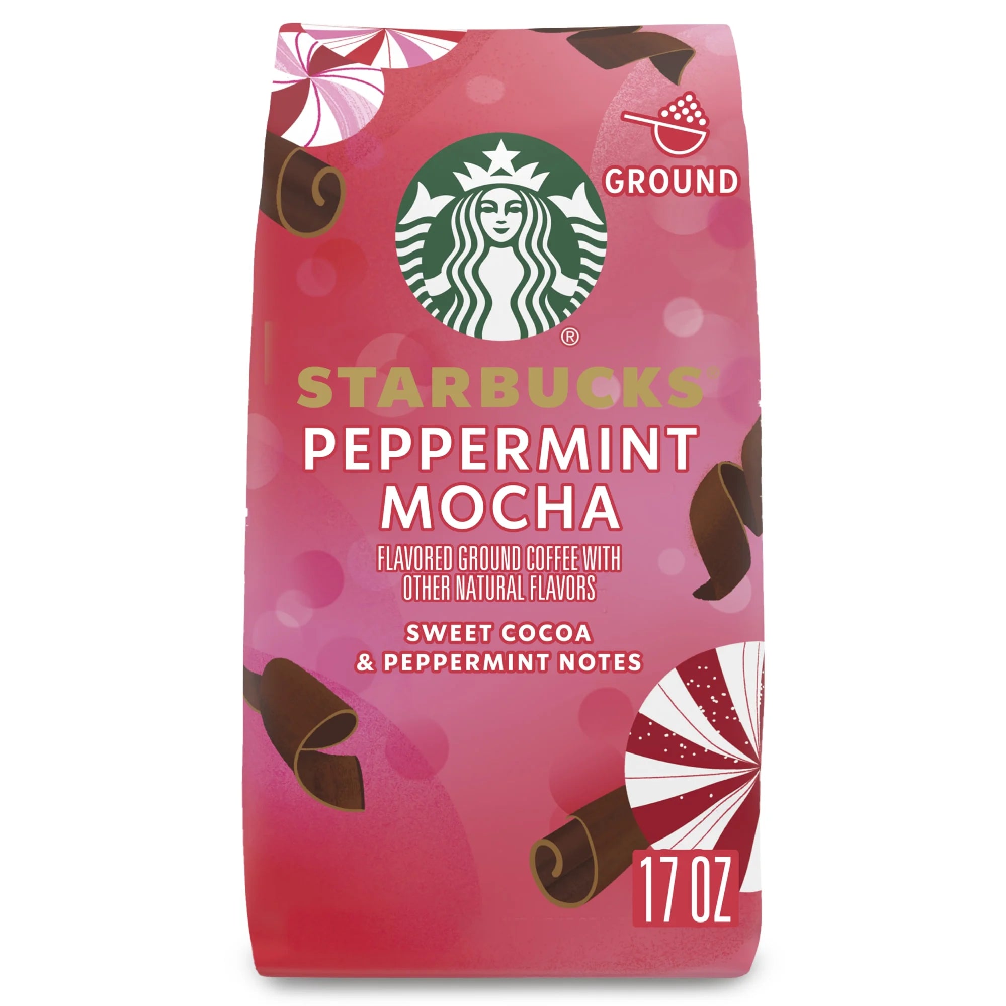 Starbucks Peppermint Mocha Naturally Flavored Coffee, 100% Arabica, Limited Edition, 17 oz