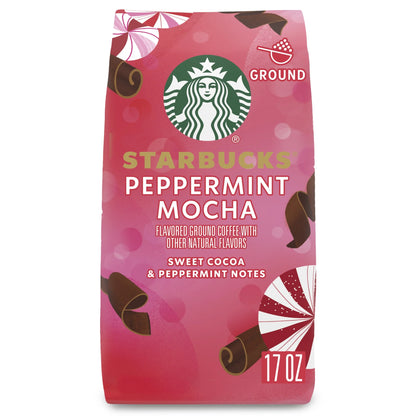 Starbucks Peppermint Mocha Naturally Flavored Coffee, 100% Arabica, Limited Edition, 17 oz