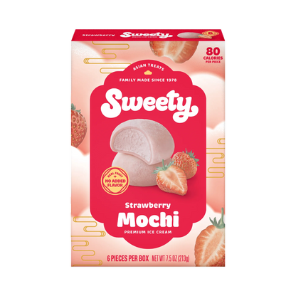 Sweety Ice Cream Soft Mochi Balls, Strawberry, Gluten-Free, 6 Count, 7.5oz