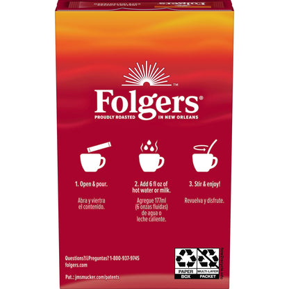 Folgers Classic Roast Instant Coffee, Single Serve Packets