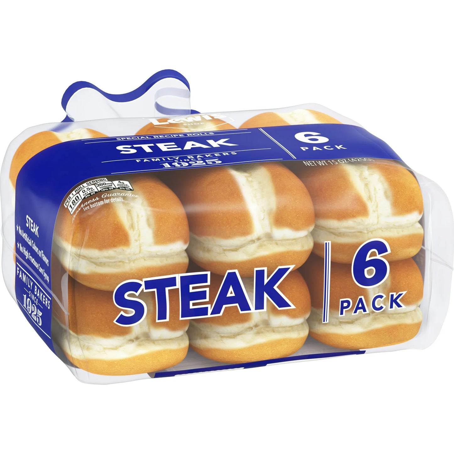 Lewis Bake Shop White Steak Rolls, 15 oz, 6 Count