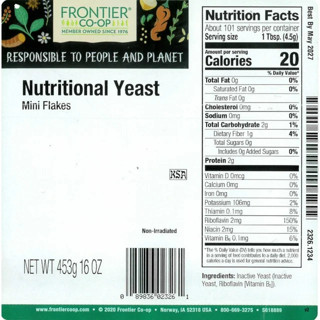 Frontier Co-op Nutritional Yeast, Mini Flakes, 16 oz