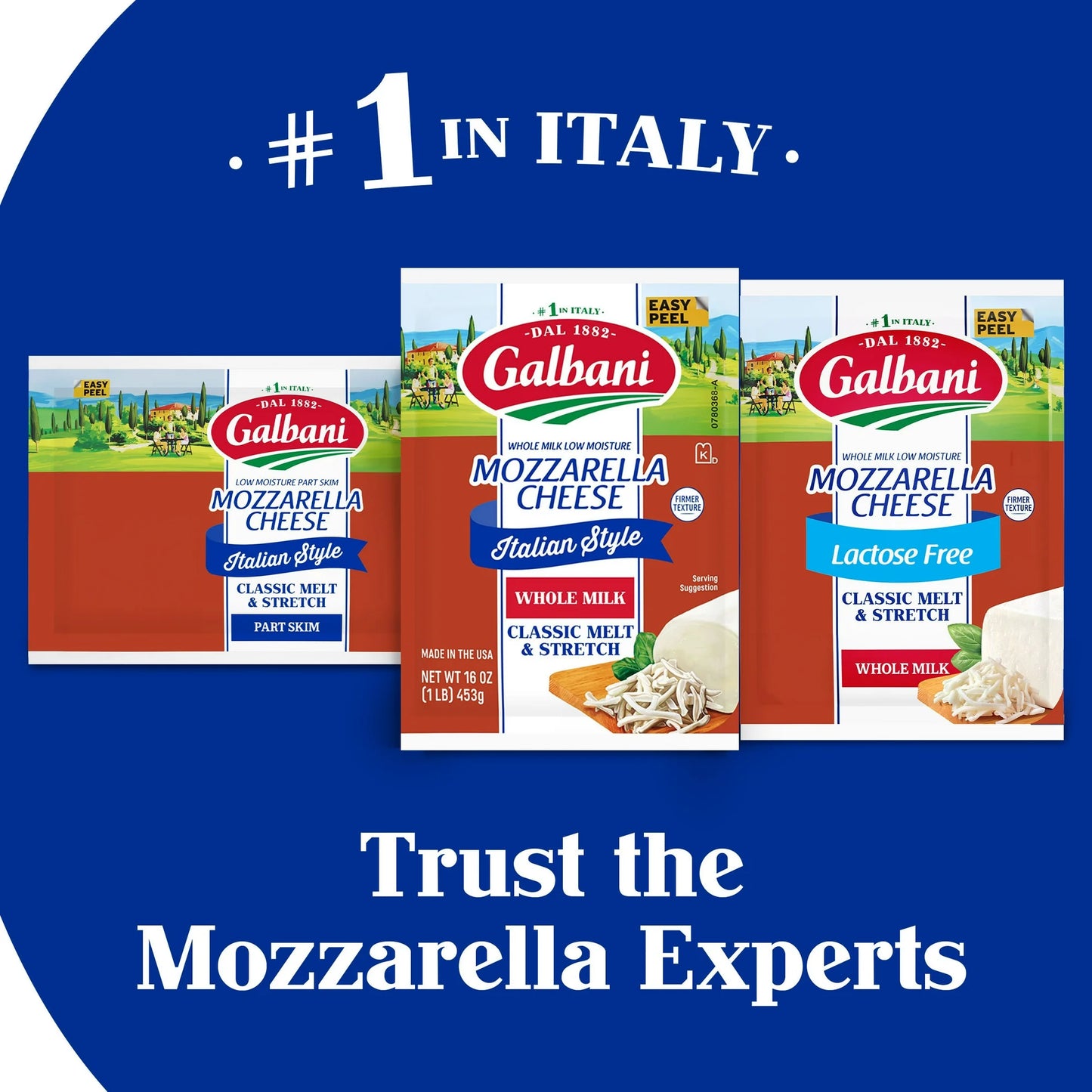 Galbani Whole Milk Low Moisture Mozzarella Cheese Block, 16 oz (Refrigerated)