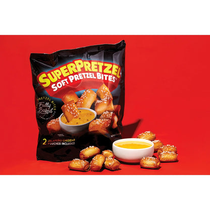 SuperPretzel Soft Pretzel Bites with Jalapeno Cheese Packet, 21 oz (Frozen)