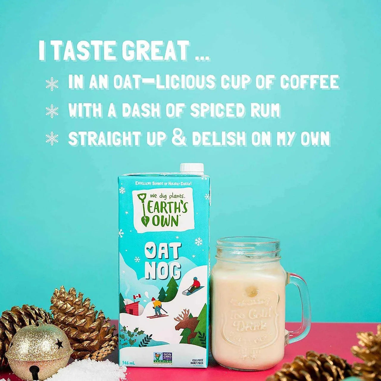 Earth’s Own Oat Milk Oat Nog 12 Pack - Seasonal Delight | Vegan & Dairy-Free | Limited Time Only (IMPORTED FROM CANADA)