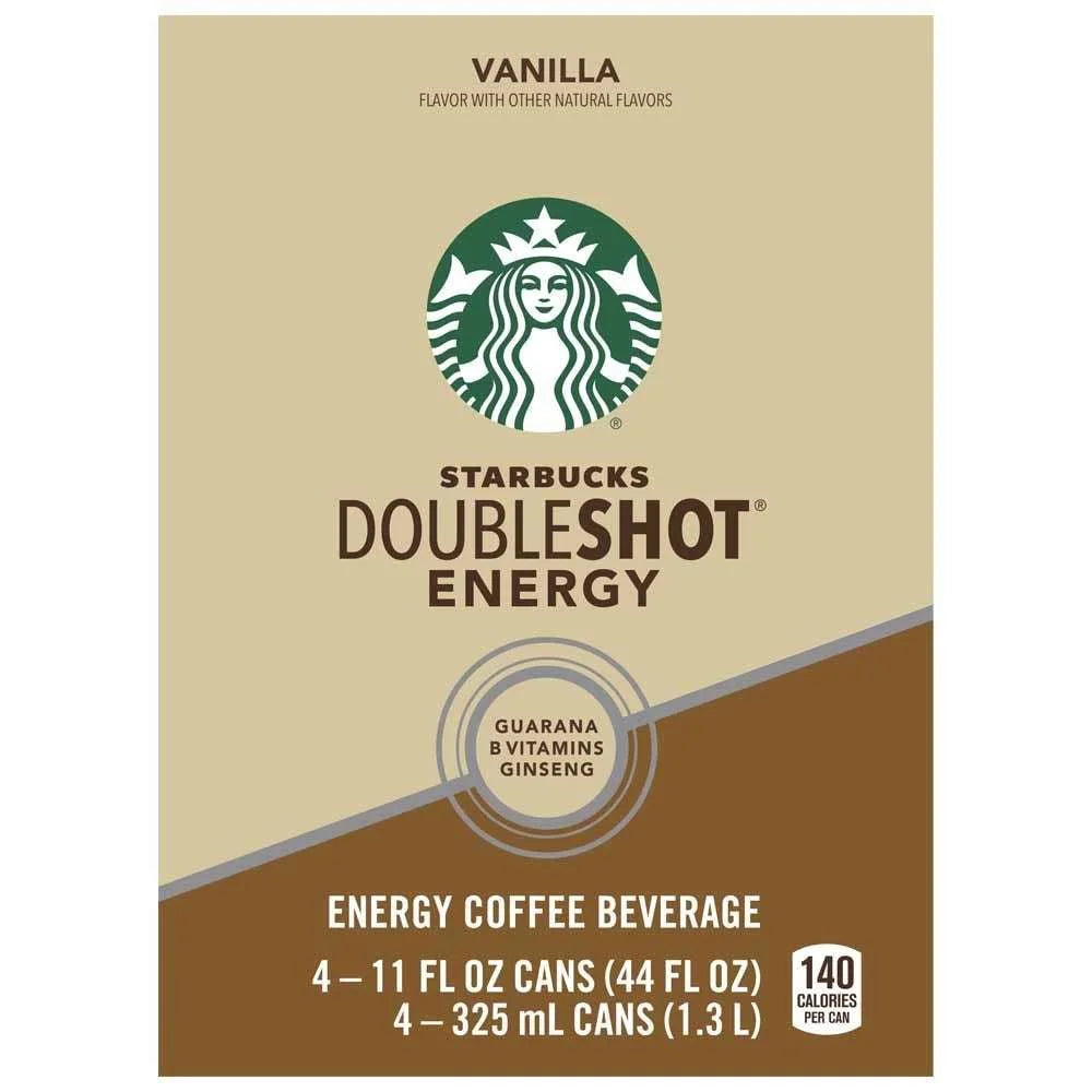 Starbucks Doubleshot Energy Vanilla Coffee Energy Drink, 11 oz, 4 Pack Cans