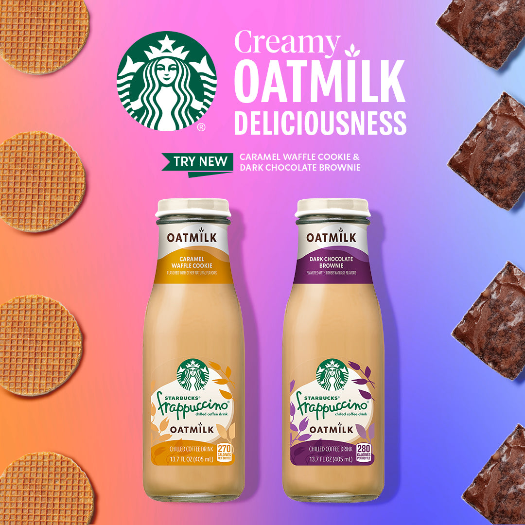 Starbucks Oatmilk Frappuccino, Coffee Drink, Dark Chocolate Brownie, 13.7 fl oz Bottles, (12 Pack), Iced Coffee