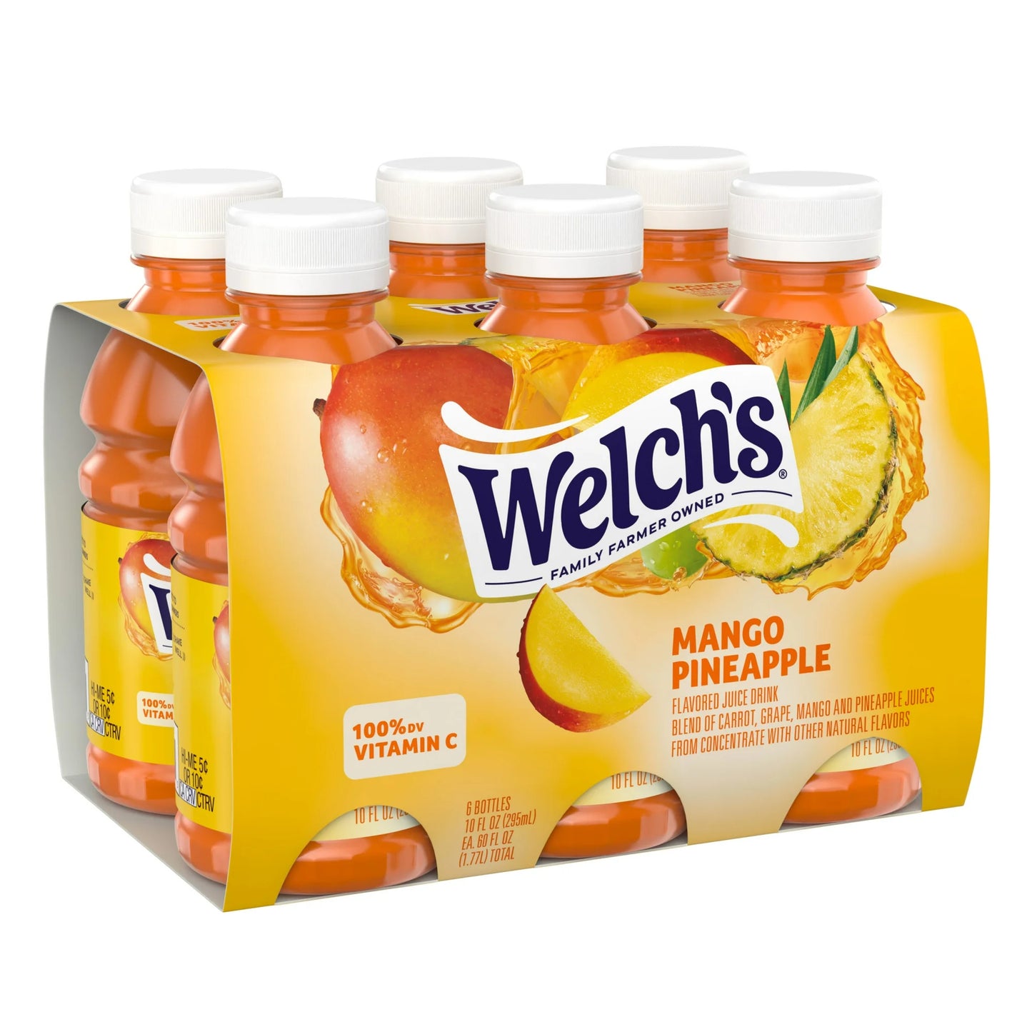 Welch's Mango Pineapple Juice Drink, 10 fl oz On-the-Go Bottle (Pack of 6)