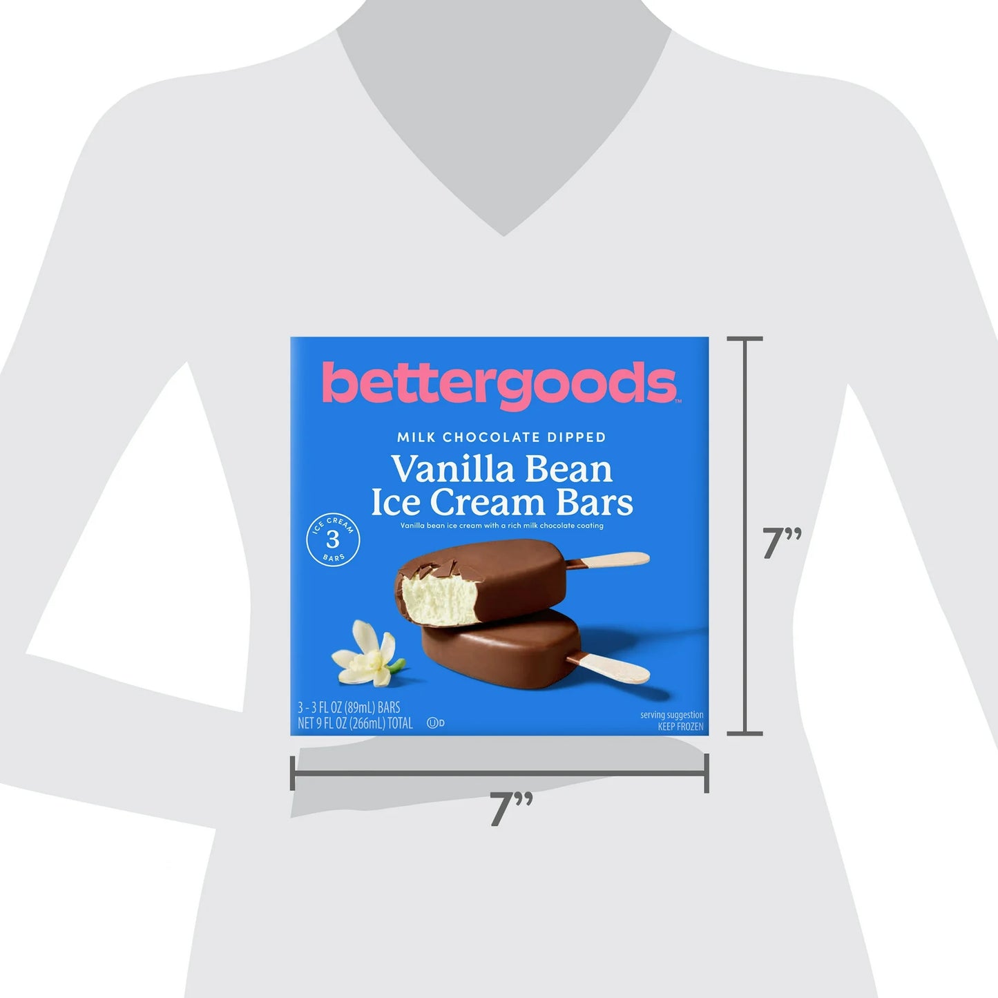 bettergoods Milk Chocolate Dipped Vanilla Bean Ice Cream Bars, 3 fl oz, 3 Count