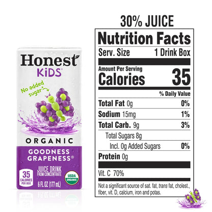 Honest Kids Goodness Grapeness Cartons, 6 fl oz, 8 Pack